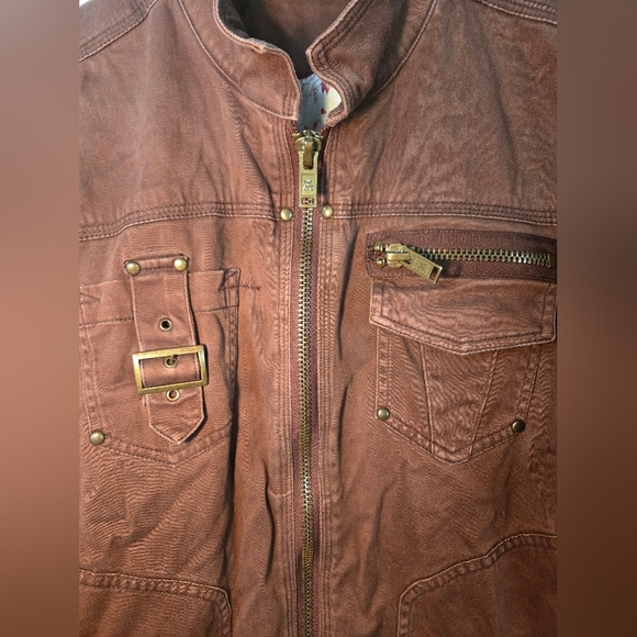 Arizona Brown Bomber Jacket Women's Size Large Coat Y2K - Picture 3 of 8